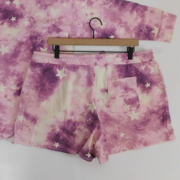 NWT!! WILDFOX Two-Piece Set Top Sweatshirt Shorts Purple Tie Dye Stars X-Large - Picture 11 of 16